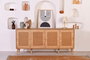 Hanah Home Consola de Roble con Patas de Metal y Tejido de Yute, 180x81x41 cm